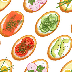 Seamless pattern made from toasts with different vector