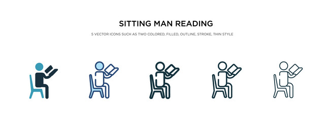 sitting man reading icon in different style two vector image