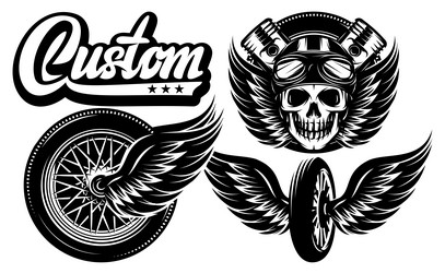 a set of monochrome templates on motorcycle Vector Image