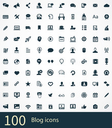 Blog 100 icons universal set for web and ui vector