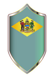 delaware state flag on a crusader style shield vector