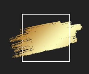 gold brush stroke in frame shiny grunge vector