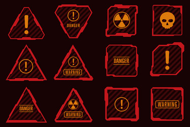 hud danger and warning interface frame futuristic vector