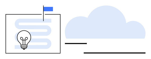 lightbulb on document with flag and cloud vector image