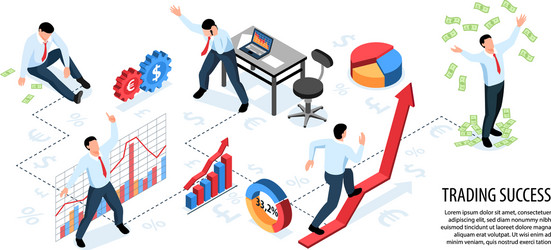 trading success horizontal infographics vector