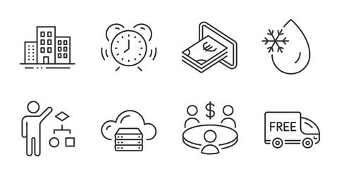 Free delivery time management and algorithm icons vector