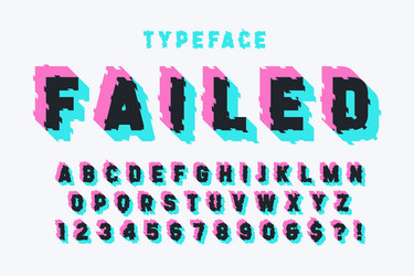 glitched display font design alphabet typeface vector