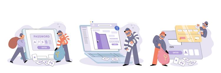 Hacker activity big set hacking computer vector