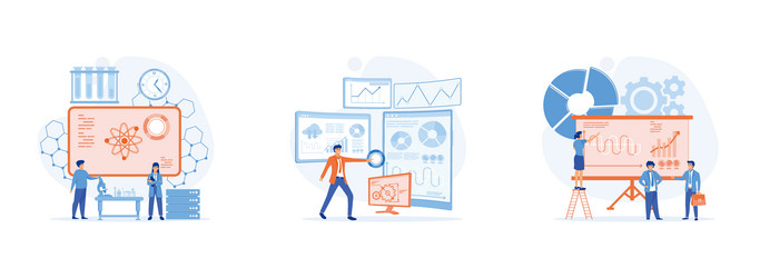 data scientist looking and interacting vector image
