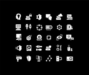 Set simple icons computer science vector