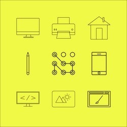 web linear icon set simple outline icons vector image