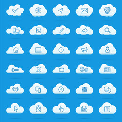 cloud computing linear icons set download upload vector image