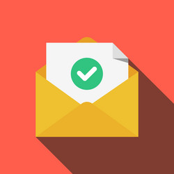 envelope with document and round green check mark vector image