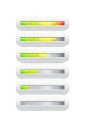 Loading bar from green to red with segments vector