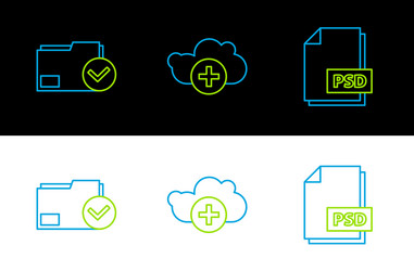 set line psd file document folder vector image