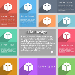 3d cube icon sign set of multicolored buttons vector image
