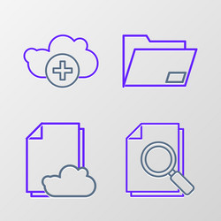 set line document with search cloud storage text vector image