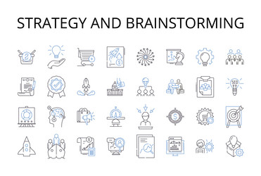 strategy and brainstorming line icons collection vector