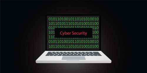 Cyber security with laptop and binary code vector