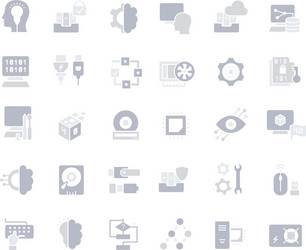 Set simple icons computer science vector