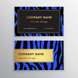 Business card trendy zebra and tiger pattern vector