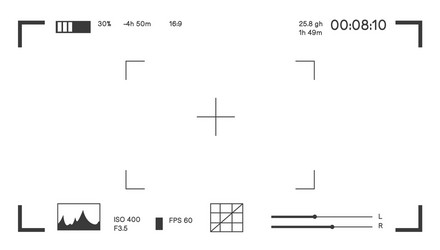 camera focusing display with settings and info vector image