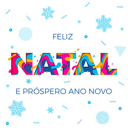 feliz natal merry christmas portuguese greeting vector