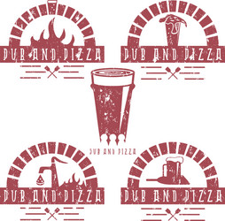 Grunge Pub & Pizza Labels Vector Image
