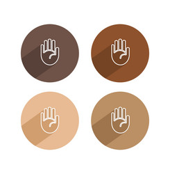 hand palm icon with long shadow vector