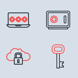set line safe cloud computing lock old key vector image