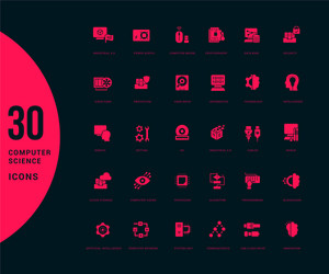 Set simple icons computer science vector