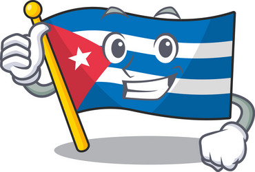 Smiley mascot flag cuba scroll making thumbs up vector