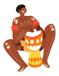 African man tribe member naked in loincloth Vector Image