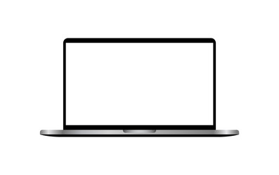 Black laptop device white display isolated vector