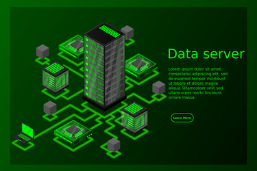 concept of data network management isometric map vector image