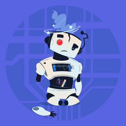 cute robot error broken modern artificial vector