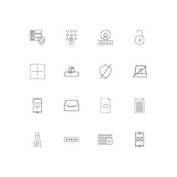cyber security simple linear icons set outlined vector image