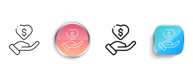 donation icon thin linear regular and button vector image
