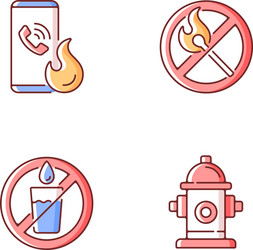 emergency instructions for fire safety rgb color vector