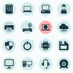 gadget icons set collection of personal computer vector image