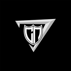 initial letter c n shield shape with triangular vector image