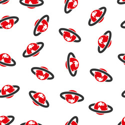 ringed planet flat seamless pattern vector image