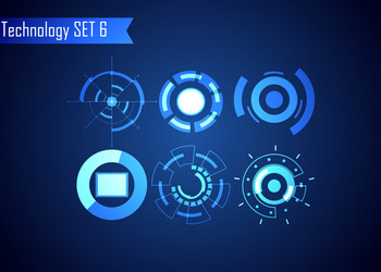 set circle abstract digital technology ui vector