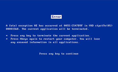 bsod screen old 98 error crash software vector