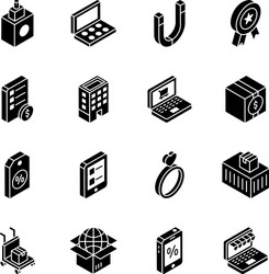 e shopping and logistic delivery solid isometric i vector