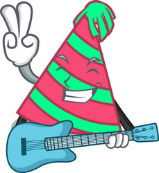 Guitar Party Mascot Cartoon vector