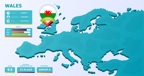 Isometric map of europe with highlighted country vector