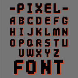 Pixel retro font video computer game design 8 bit vector