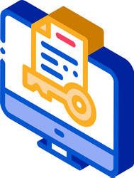 Secret documents in computer isometric icon vector