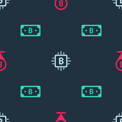 set bitcoin cpu mining farm and cryptocurrency vector image